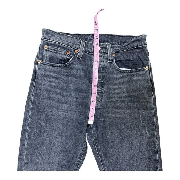 Levi’s 501 Button Fly Skinny Distressed Black Denim Jeans Sz S High Waist - Picture 4 of 11